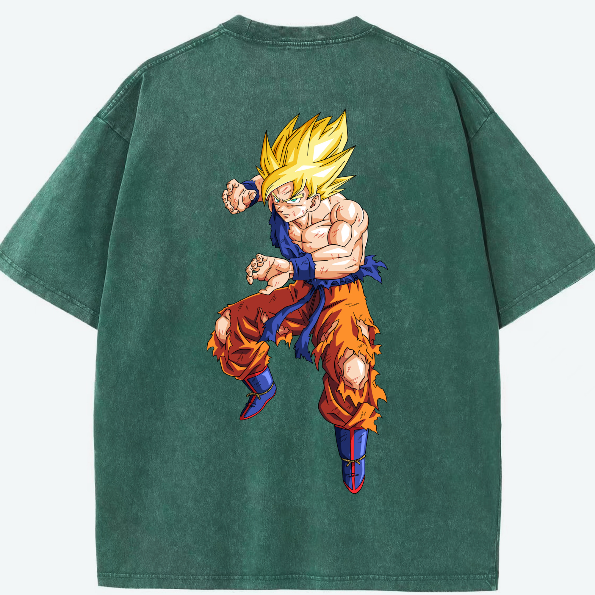（画像用） ドラゴンボール 孫悟空（そん ごくう）Son Goku カカロット DRAGON BALL Kakarotto 綿100% ヴィンテージ風 半袖Tシャツ（背面プリント）